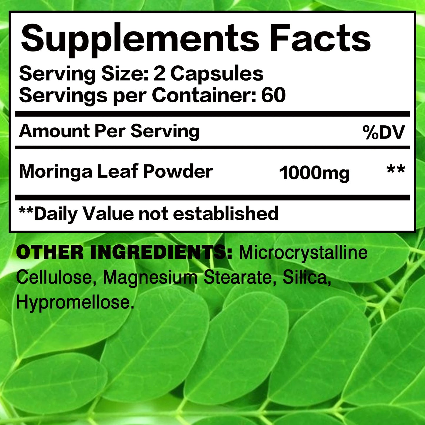 Moringa - Immune System, Energy & Metabolism Natural Anti-inflammatory Helps Detox, Fat Burn - 120 Capsules