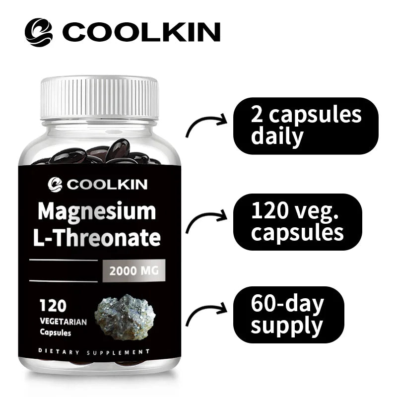 Magnesium L-Threonate - Boosts Brain Health, Memory & Focus, Sleep & Recovery, Reduces Fatigue - 120 Capsules