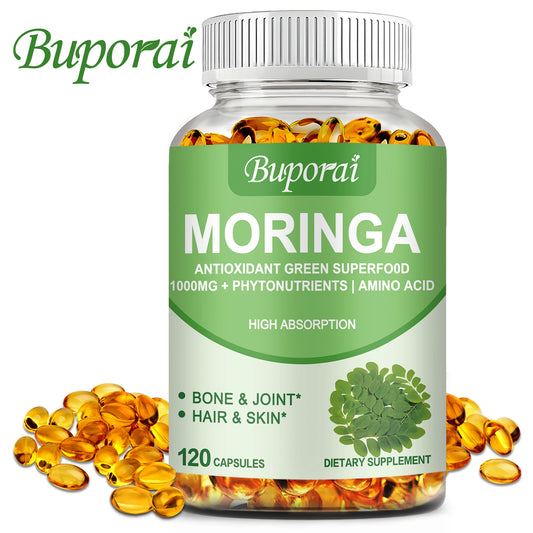 Moringa - Immune System, Energy & Metabolism Natural Anti-inflammatory Helps Detox, Fat Burn - 120 Capsules