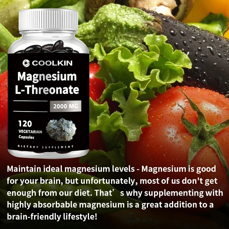 Magnesium L-Threonate - Boosts Brain Health, Memory & Focus, Sleep & Recovery, Reduces Fatigue - 120 Capsules