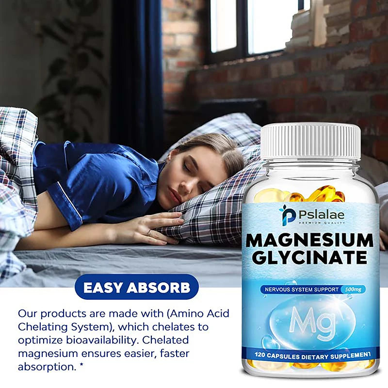 Magnesium Glycinate - Relaxation, Bone Health, Nervous System Support, Premium Formula - 120 Capsules