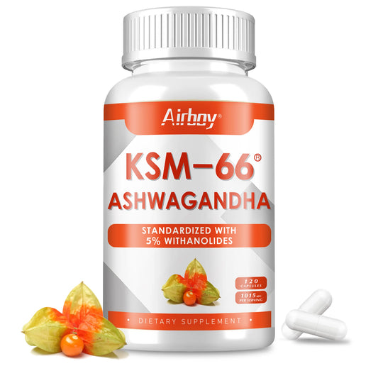 KSM-66 Ashwagandha Root Extract - Improve Mood, Relieve Stress, Promote Brain Development,Promote Healthy Sleep - 120 Capsules