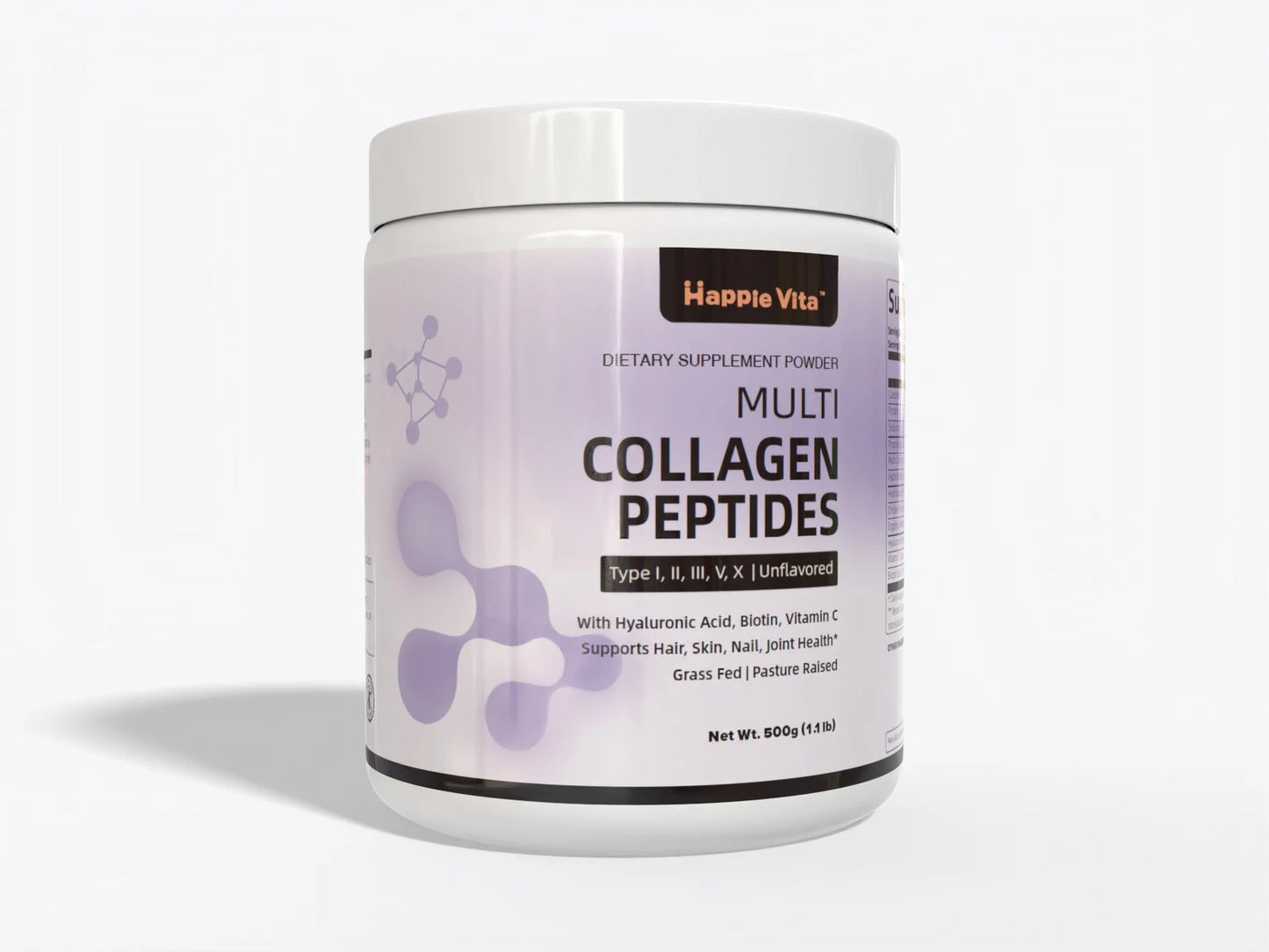 Multi Collagen Peptides Powder with Biotin, Hyaluronic Acid, Vitamin C for Healthy Hair, Skin, Nails, Joint, Unflavored 1.1 lbs