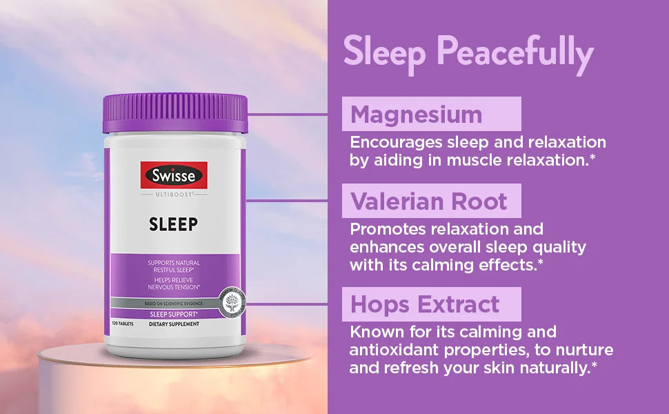 Swisse Sleep Valerian Root Capsules | Valerian Root Extract + Magnesium + Licorice + Hops| Herbal Sleep Supplement | 120 Tablets